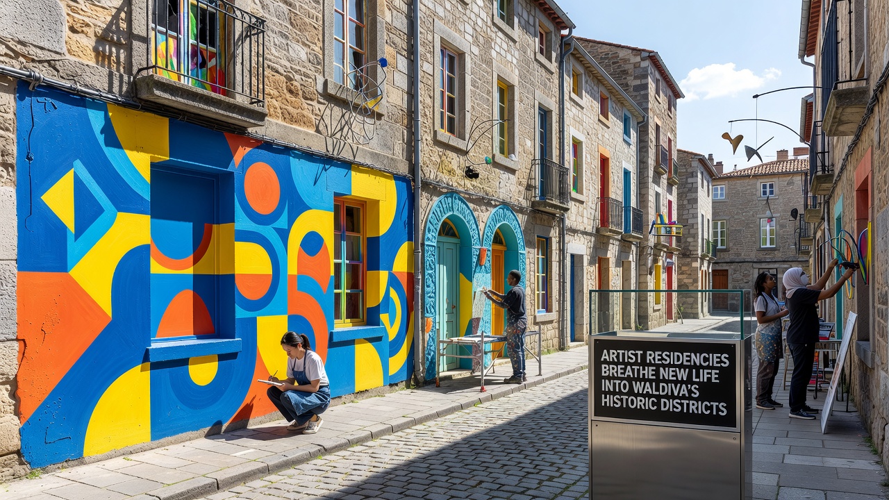 Community members attending an artist-led workshop in a historic Waldiva building